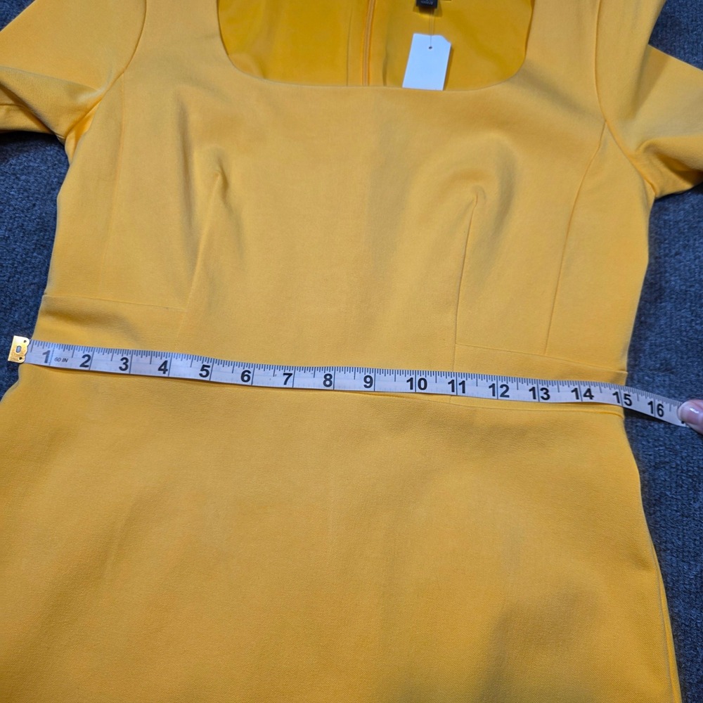 NWT Ann Taylor Sz 4 Yellow Square Neck Sheath Dress Short Sleeve Business Career - Picture 8 of 10